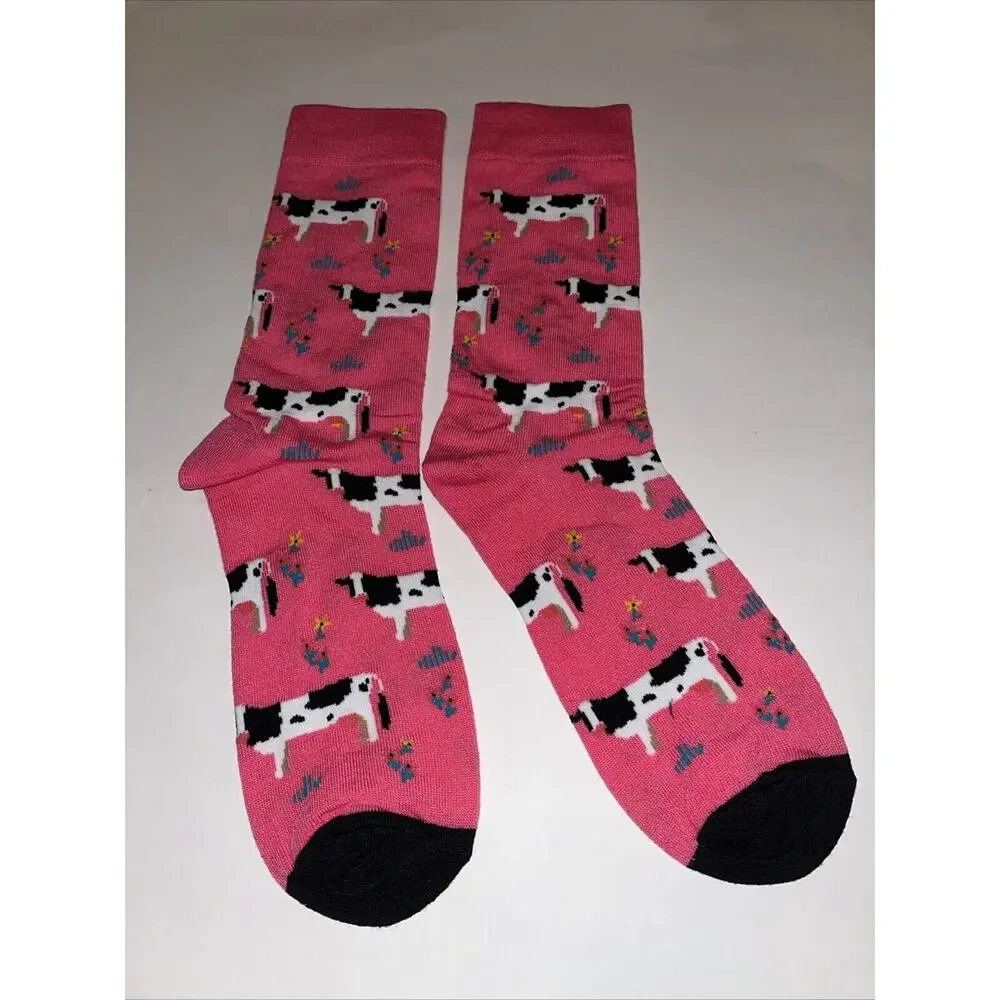 Cow Pink Socks Brand New! one size fits US size 6-10 UNISEX/Men/Women